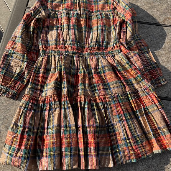 J. Crew ruched camel tartan dress - Picture 5 of 9